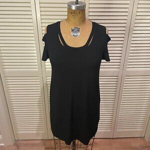 MICHAEL KORS WOMEN"S BLACK MINI DRESS/TUNIC Short Sleeve Cold Shoulders Size M
